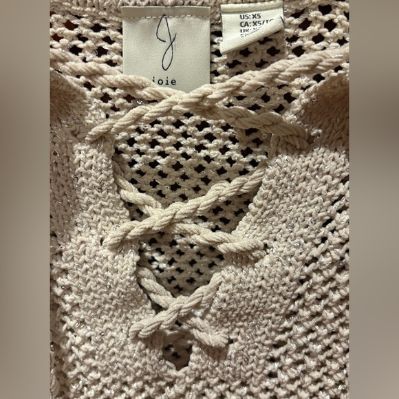 Joie Lace Up Open Stitch Pullover Sweater with Sequins - NWT - Picture 3 of 14